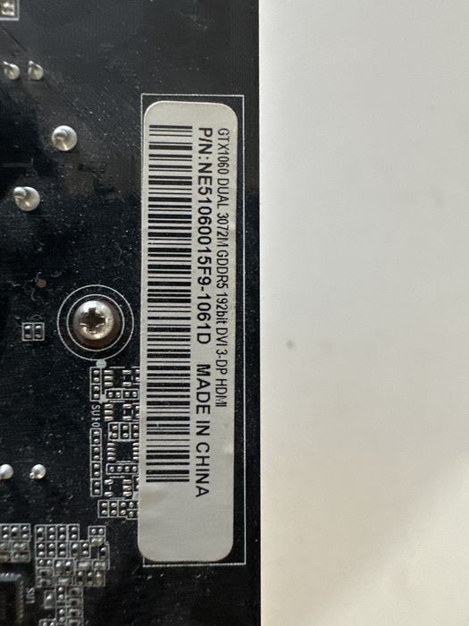 Видеокарта GTX1060 3gb