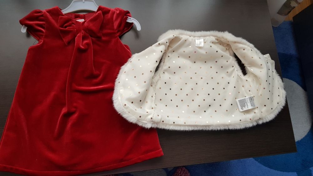 Compleu fetite/rochie si vestă 1-1.5 ani nou