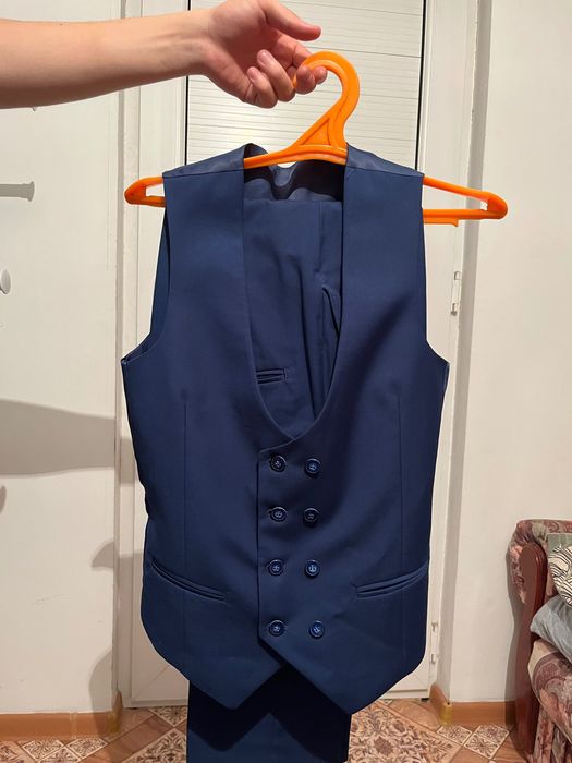 Синий костьюм шалбар тройка