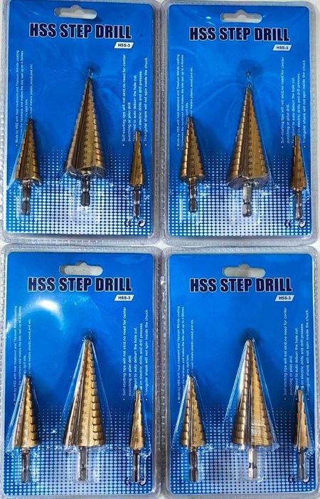 ШОК ЦЕНА!!! Конусни Стъпаловидни Свредла 3 броя Комплект 4-32мм.