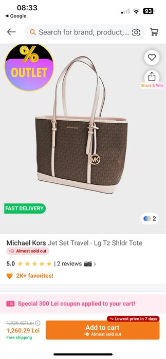 Super a geanta tote Jet Set Travel - MICHAEL KORS - noua