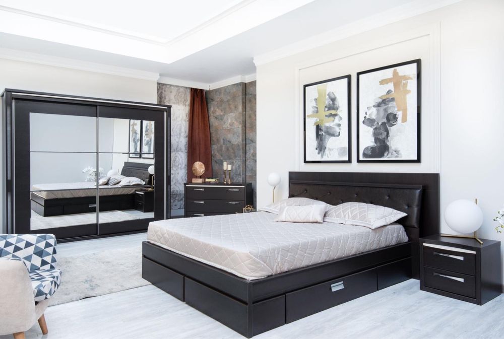 Vand Dormitor complet Allegro wenge+saten lucios, 5 piese , 25C