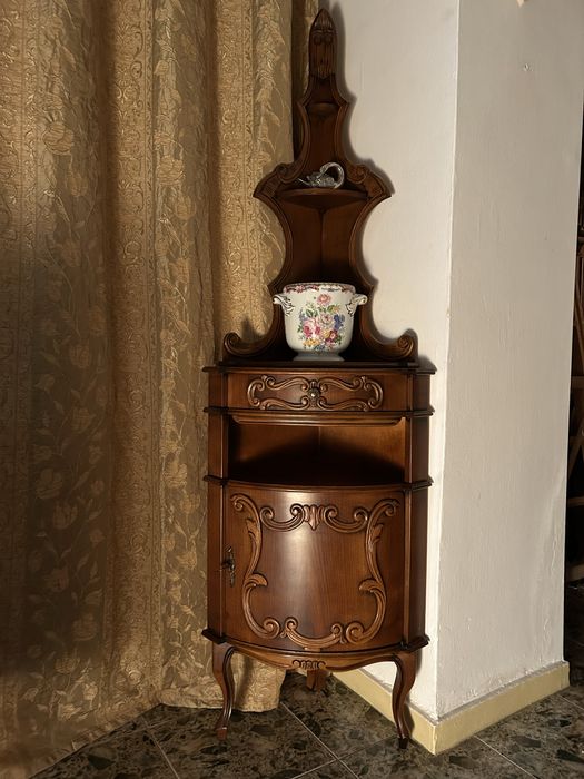 Colțar cu etajeră lemn de nuc