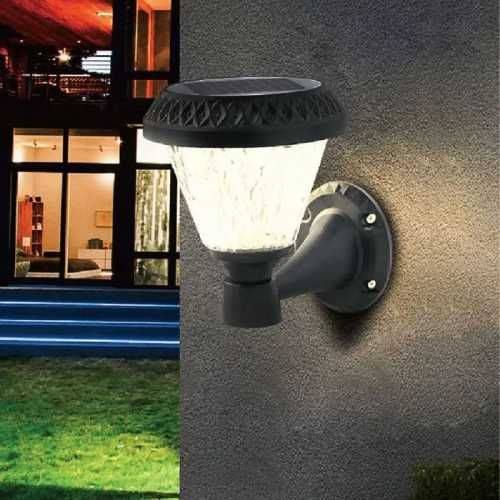 Aplica rotunda de perete cu incarcare solara, RGB, telecomanda, IP65, culoare neagra  - 3 bucati