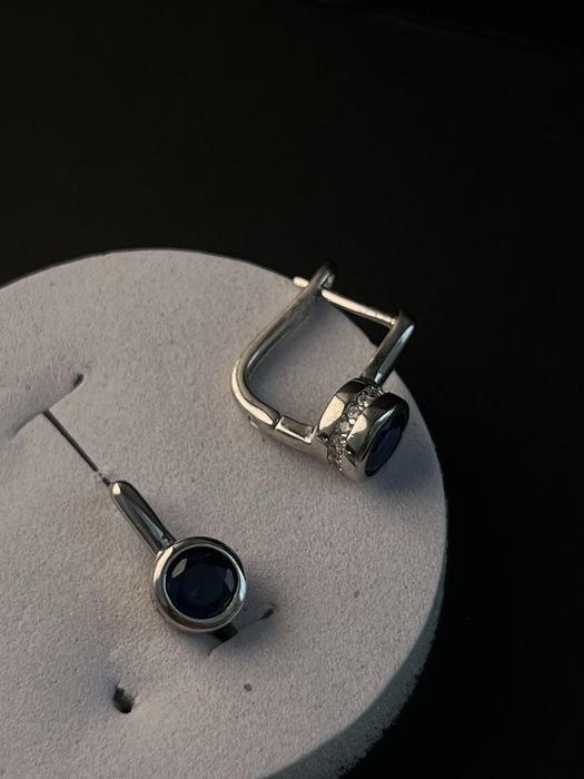 Серьги серебро с сапфиром