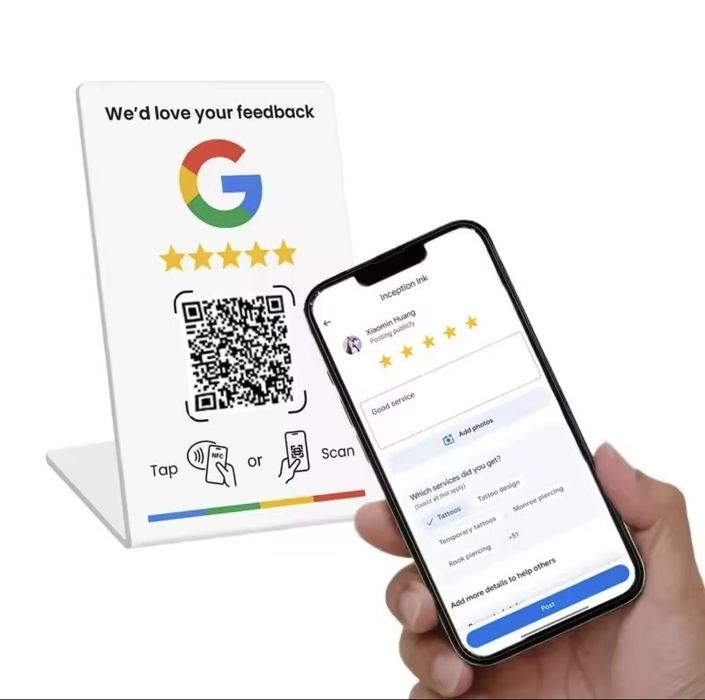 Card NFC + Cod QR pentru Recenzii Google