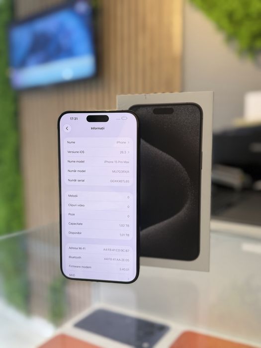 **ATS GSM**iPhone 15 Pro Max 1TB/Baterie85%/Grad A/Fact+Gar 12 luni