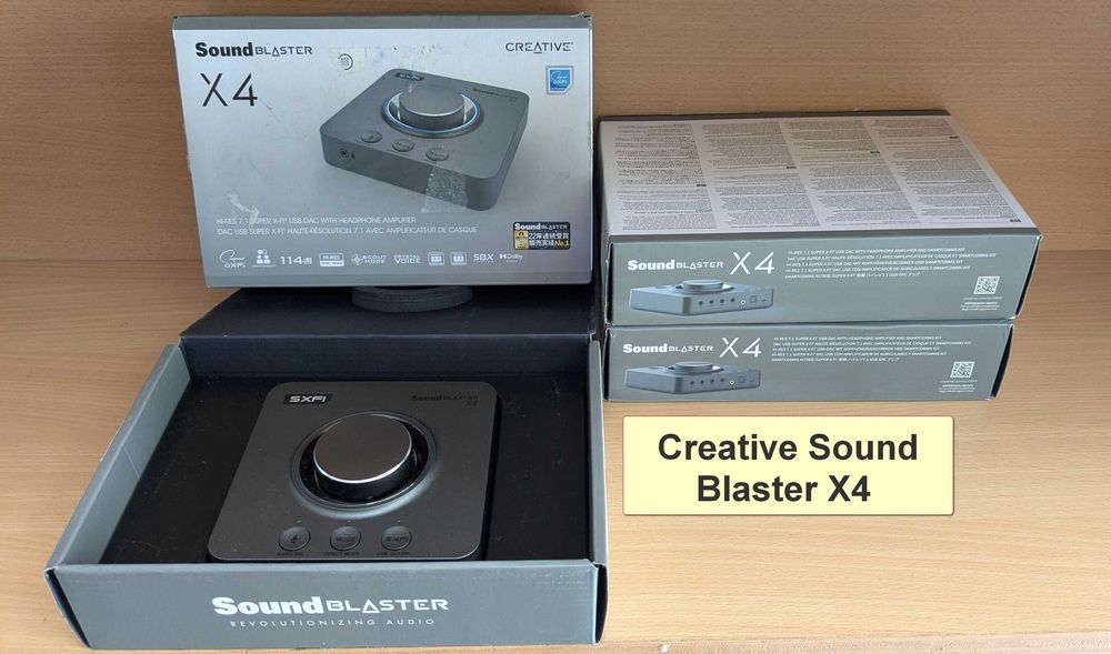 7 вида Creative външни USB звукови карти и DAC усилватели – Sound Blaster Play! 4 / G3 / G6 / GC7 / X4 / G8 / Creative Live! Audio A3 Разопаковани