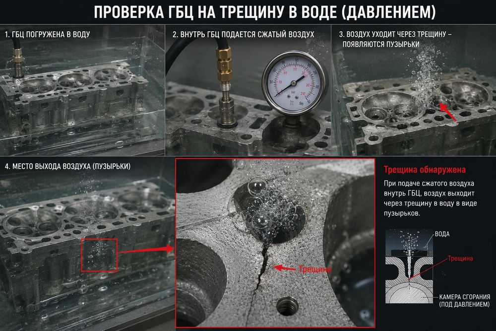 Проверка на трещины головок опресовка гбц оприсовка