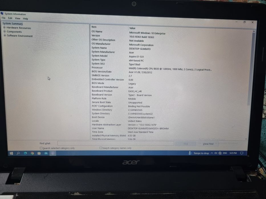Buxoroda Acer Noutbooki tez va arzon narxda sotilad.i