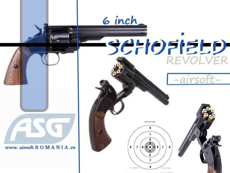 Revolver SCHOFIELD ASG-Danemarca ANTICHIZAT airsoft 6 inch