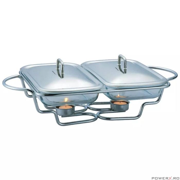 Set 2 vase termoizolante cu capace din inox,1.5L, chafing dish cu