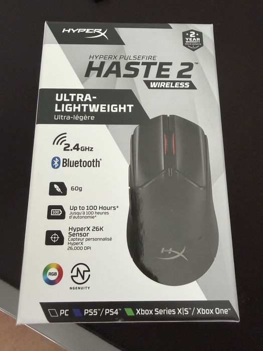 Mouse Gaming Wireless HyperX Pulsefire Haste 2, Dual-Mode, 26000 dpi, Bluetooth, negru
