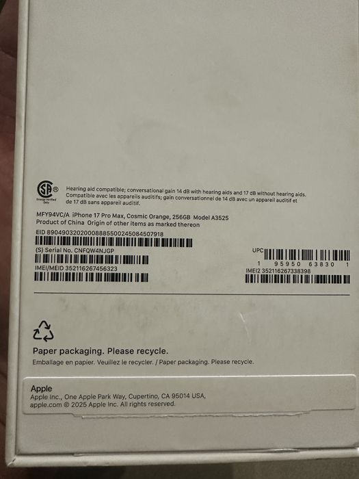 iPhone 17pro max 256gb