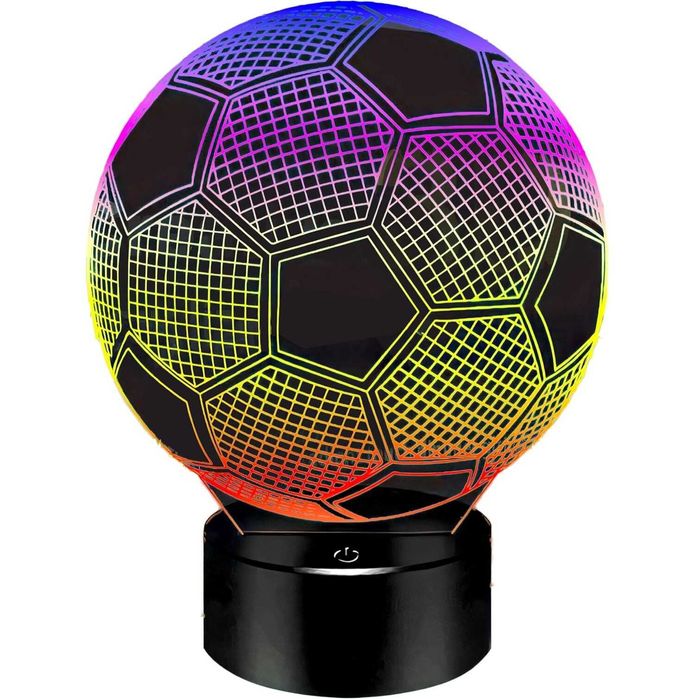 Lampa de veghe 3D LED minge fotbal cu telecomandă 16 culori 17.5x9.5cm