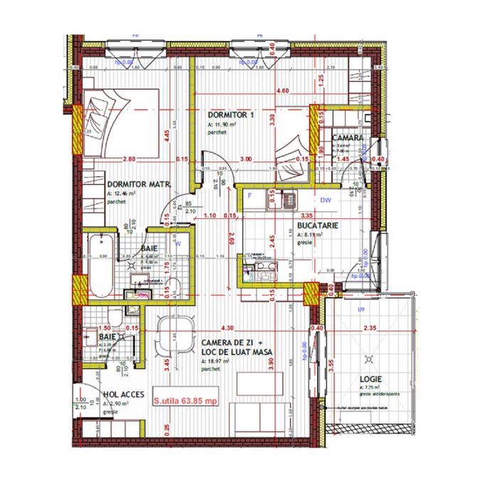 Apartament 3 camere,2 bai,bucatarie separata,logie 8 mp, lift Floresti