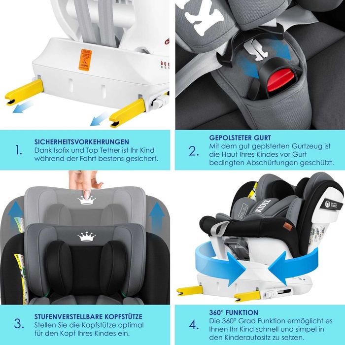 Детско столче за кола с ISOFIX, завъртащо се на 360°