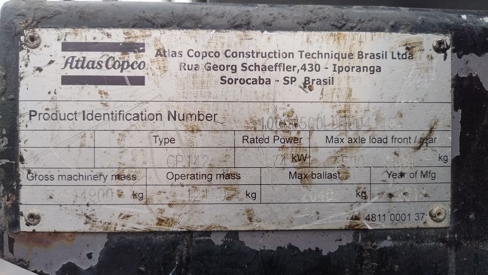 Cilindru compactor Atlas Copco CP142 pneuri 14t pt asfalt  2014