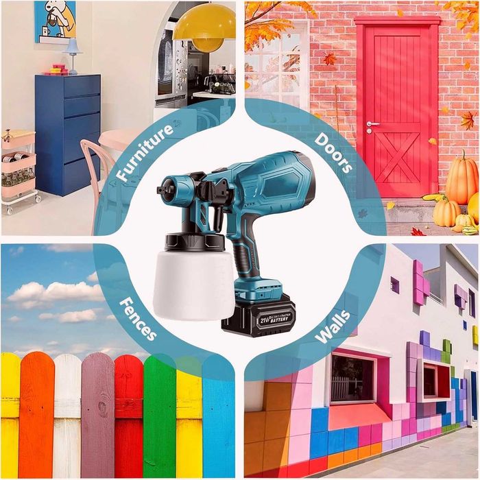 Нов акумулаторен пистолет за боядисване с 2 батерии на най-добра цена!