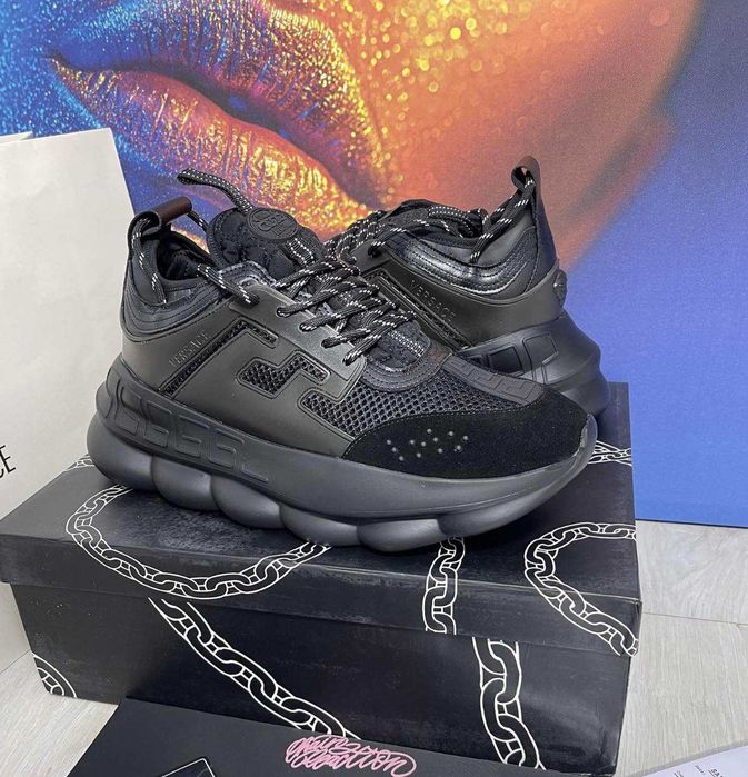 Adidasi Versace Chain Tripple Black Unisex (Livrare cu verificare)