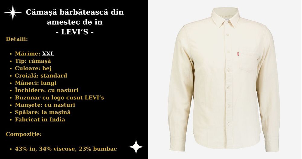 Camasa barbateasca din amestec de in LEVI'S