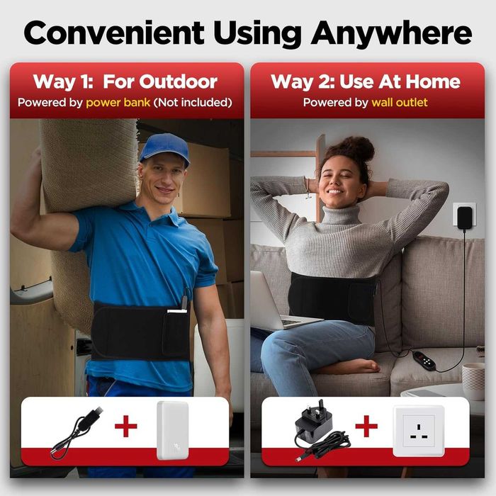 Масажен колан с червена светлина, 660nm и 850nm, 5 режима и 5 нива