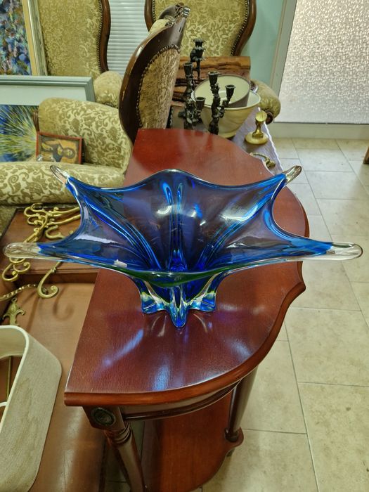 Превъзходна антикварна  кристална купа фруктиера Бохемия