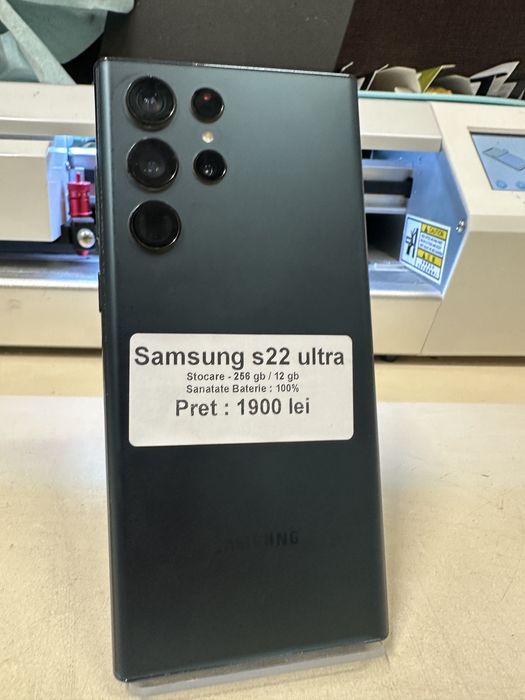 Samsung s22 ultra / 256 gb / 12 gb ram / impecabil/ folie sticla cadou
