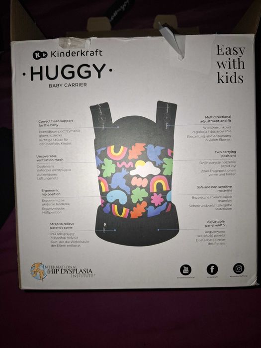 Kinderkraft, Huggy, marsupiu ergonomic, Happy Shapes