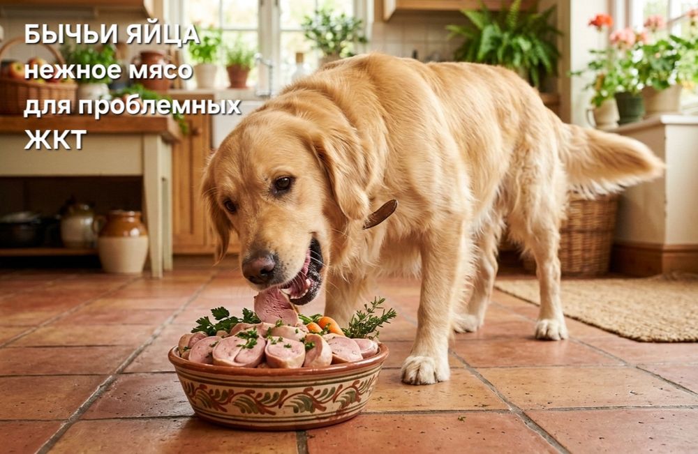 Бычьи яйца - корм мясо для собак в молодом и пожилом возрасте