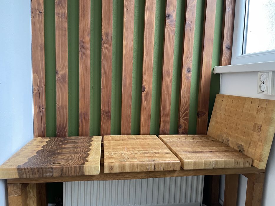 Tocatoare/platouri end gaind din nuc, stejar si tei.