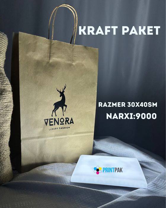 Paketlarga 50 donadan boshlab logo urib beramiz