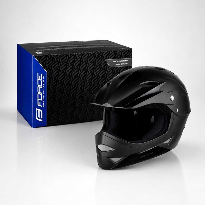Кросова каска DOWNHILL Full Face, Матово черна, EN Сертификат, Размер S/M
