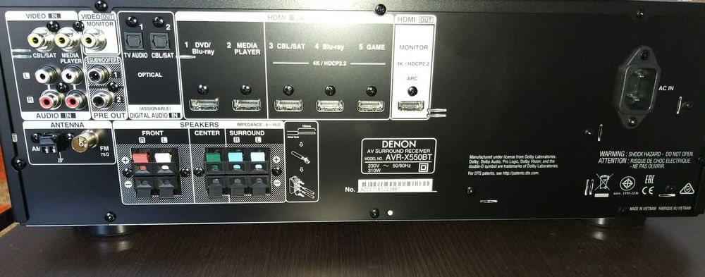 Receiver AV Denon AVR-X550BT + 5 boxe Magnat, stare perfecta
