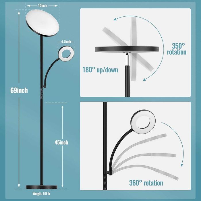 LED подова лампа RM02 42W с грижа за очите , две тела и дистанционно