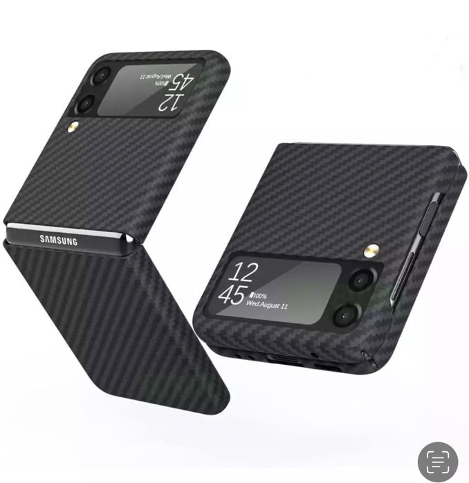 Husa Ultra Slim Neagra Din Fibra de Carbon Samsung Z Flip Fold 3 4 5 6