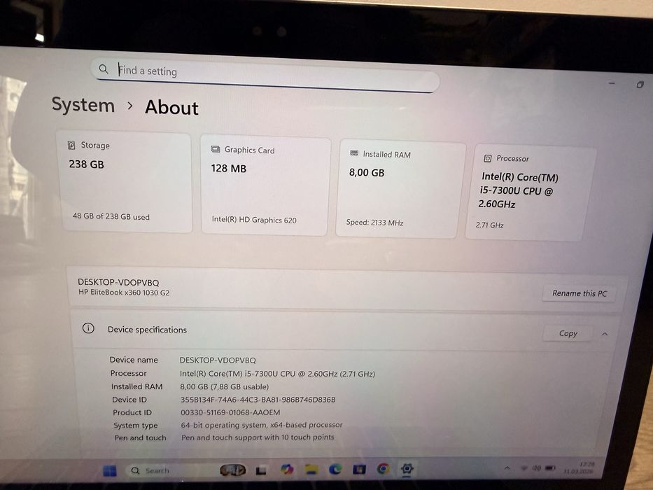 Hp Elitebook 2in1 X360 i5/ 8 Gb Ram/ Nvme 256/ Touchscreen