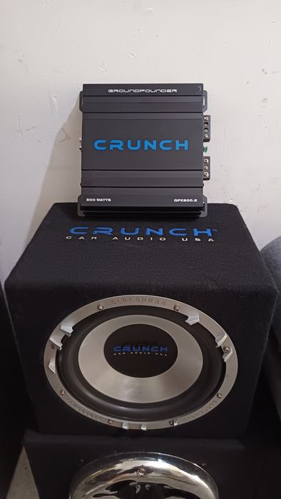 Pachet stație și subwoofer Crunch 300 rms bass audio auto mașină
