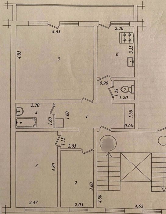 Центр города. 3 комнатная. 4 этаж.