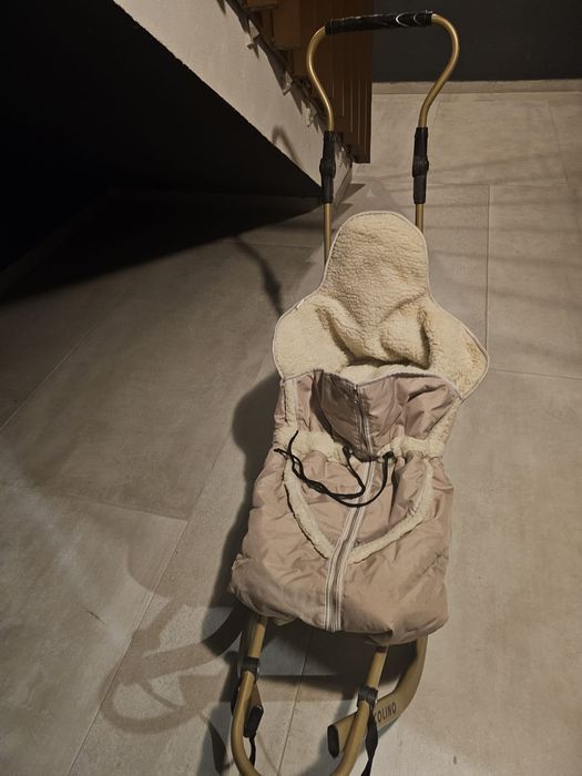 Sanie cu sac captusit Piccolino, Aluminiu, Bej