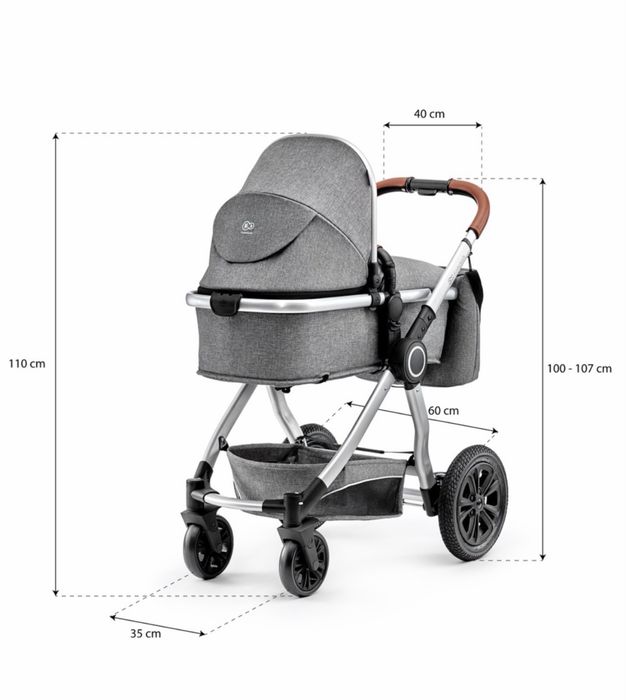 Carucior 2 in 1 Kinderkraft VEO  Gri,ofer cadou (plasa de tantari,pelerina ploaie,si copertina uv pentru soare)