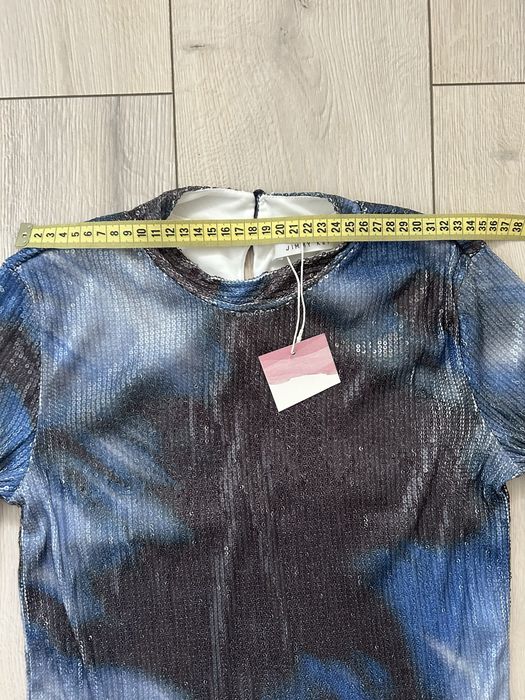 Compleu Jimmy Key XS, bluză + fustă midi cu paiete, nou cu etichetă