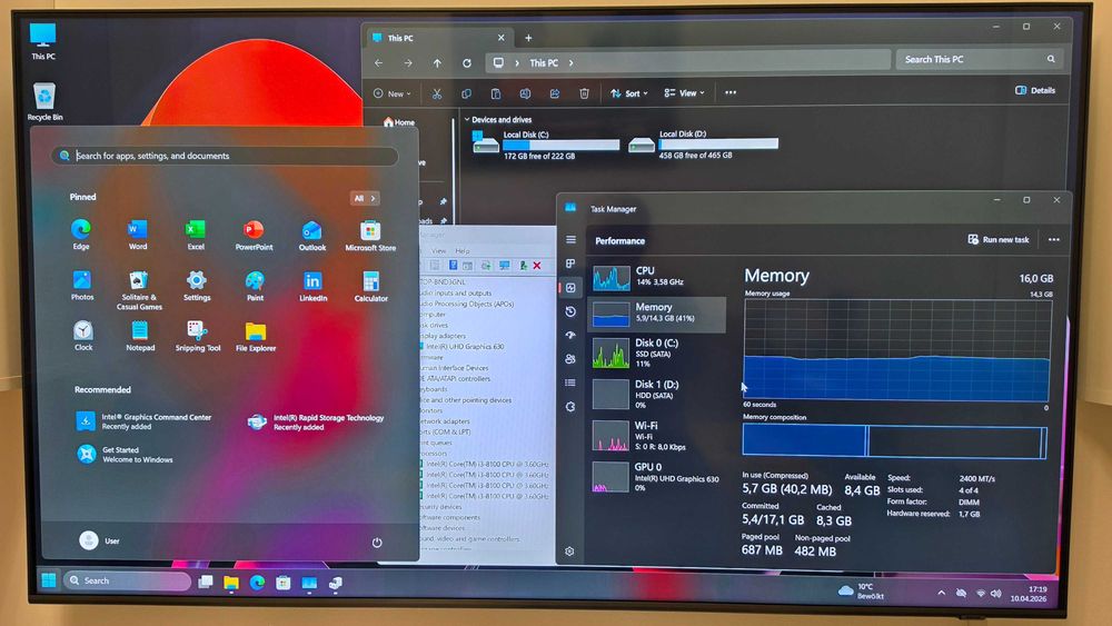 PC/Calculator SFF office/business i3-8100 16 GB Ram DDR4 + SSD + HDD