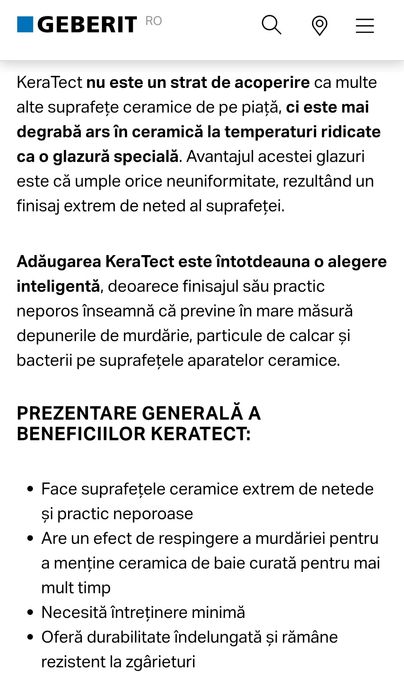 Bideu suspendat Geberit Kera Tect