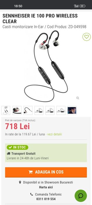 Căști originale  Sennheiser IE 100 Pro wireless