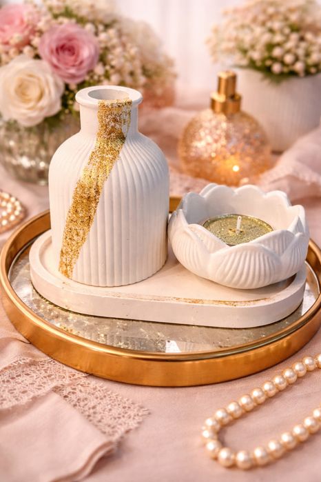 Set din ceramica cu lumanare