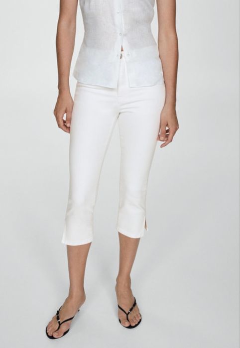 Mango Blugi Capri cu talie medie Priscila pe alb 36/S