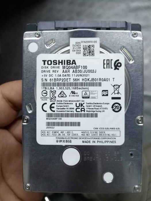 Toshiba 1TB HDD noutbuk uchun (Holati ideal)