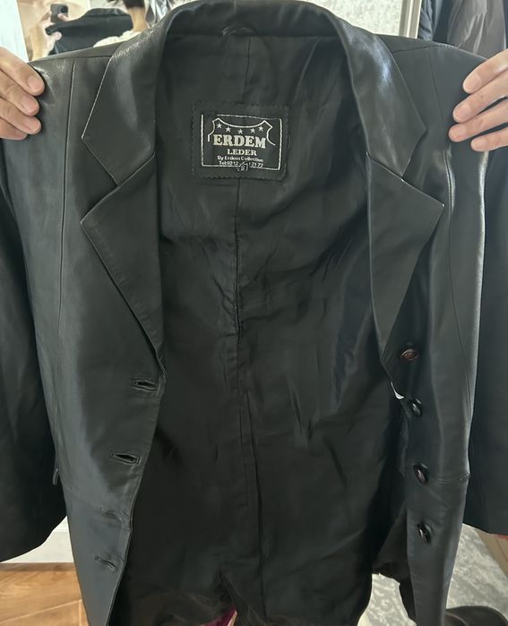 Винтажный кожаный плащ