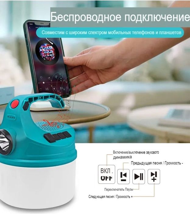 Туристический фонарь аккумуляторный водонепроницаемый